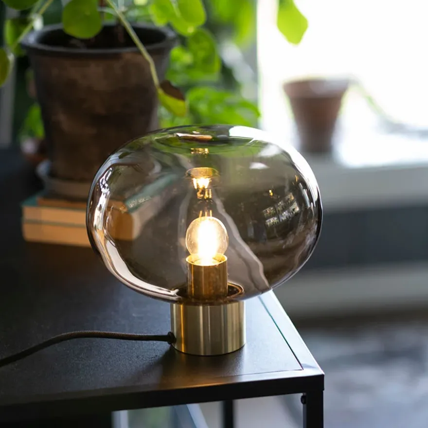 BORDLAMPE 4169 SMALL RØKGRÅ M. SORT SOKKEL