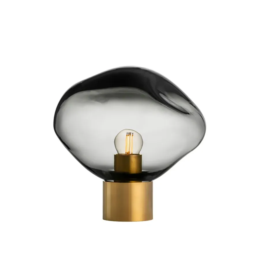 CRYSTAL STONE BORDLAMPE LYS RØKGRÅ