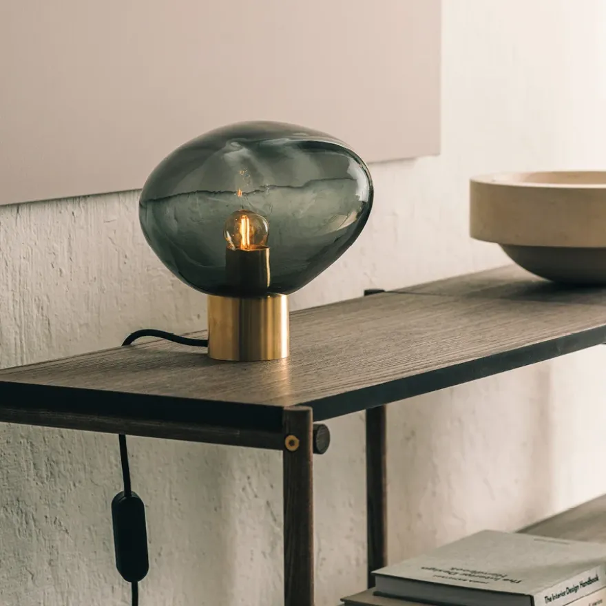 CRYSTAL STONE BORDLAMPE LYS RØKGRÅ