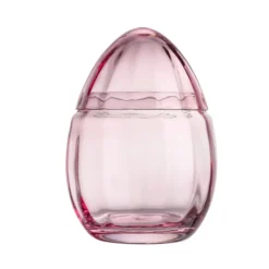 GLASSEGG MED LOKK KLAR ROSA 15 CM