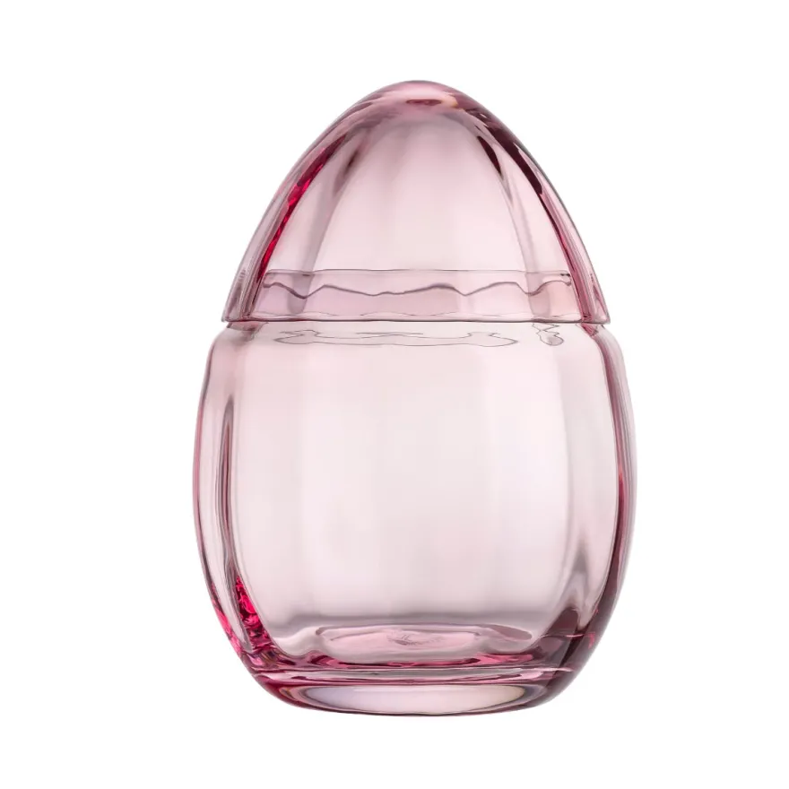 GLASSEGG MED LOKK KLAR ROSA 15 CM