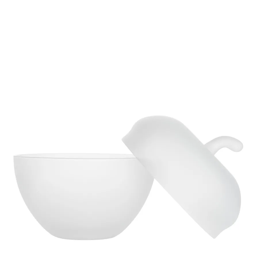 GLASSEPLE M/LOKK HVIT FROSTET 13,5 X 12,3 CM