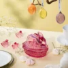 GLASSKANIN MED LOKK ROSA KLAR 11 CM