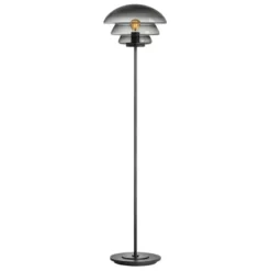 GULVLAMPE 4006 RØKGRÅ MED SORT METALLFOT