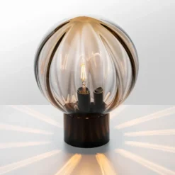 KRYSTALLKULE BORDLAMPE OPTIKK KAKAO M. SORT SOKKEL