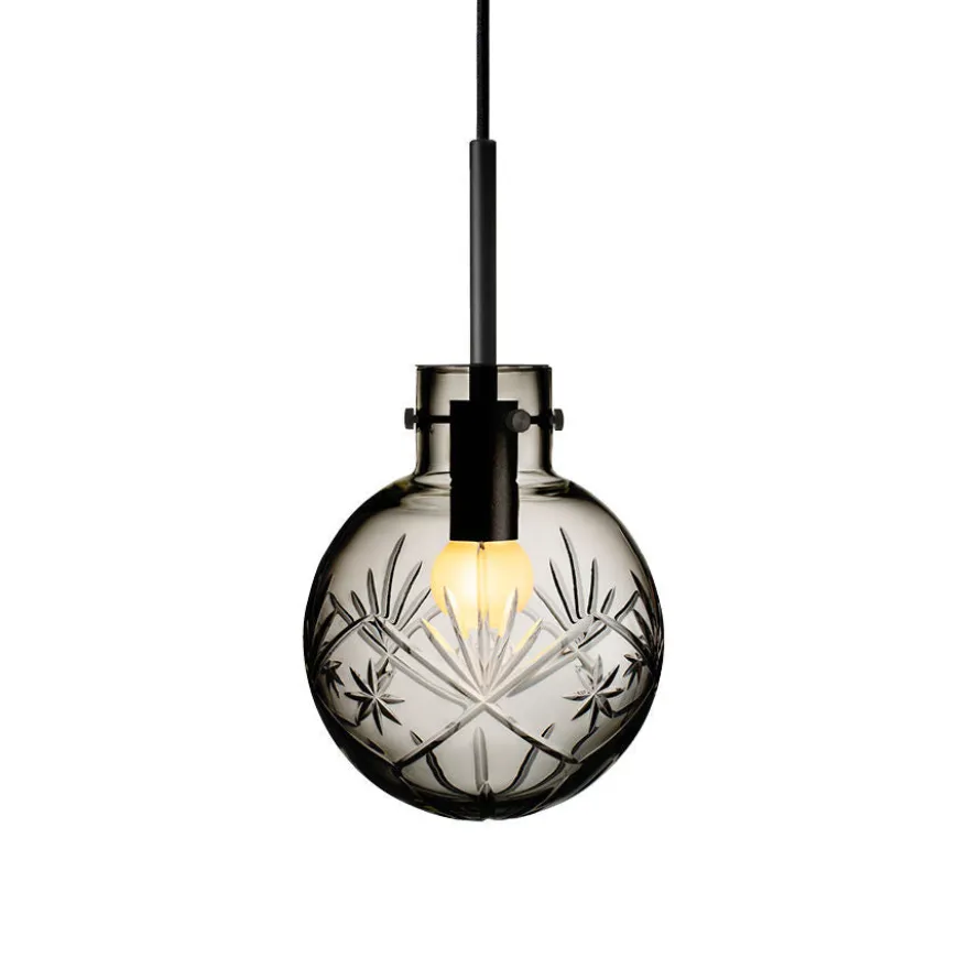 KRYSTALLKULE TAKLAMPE FINN RØKGRÅ 160MM