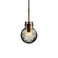 KRYSTALLKULE TAKLAMPE FINN RØKGRÅ 120MM