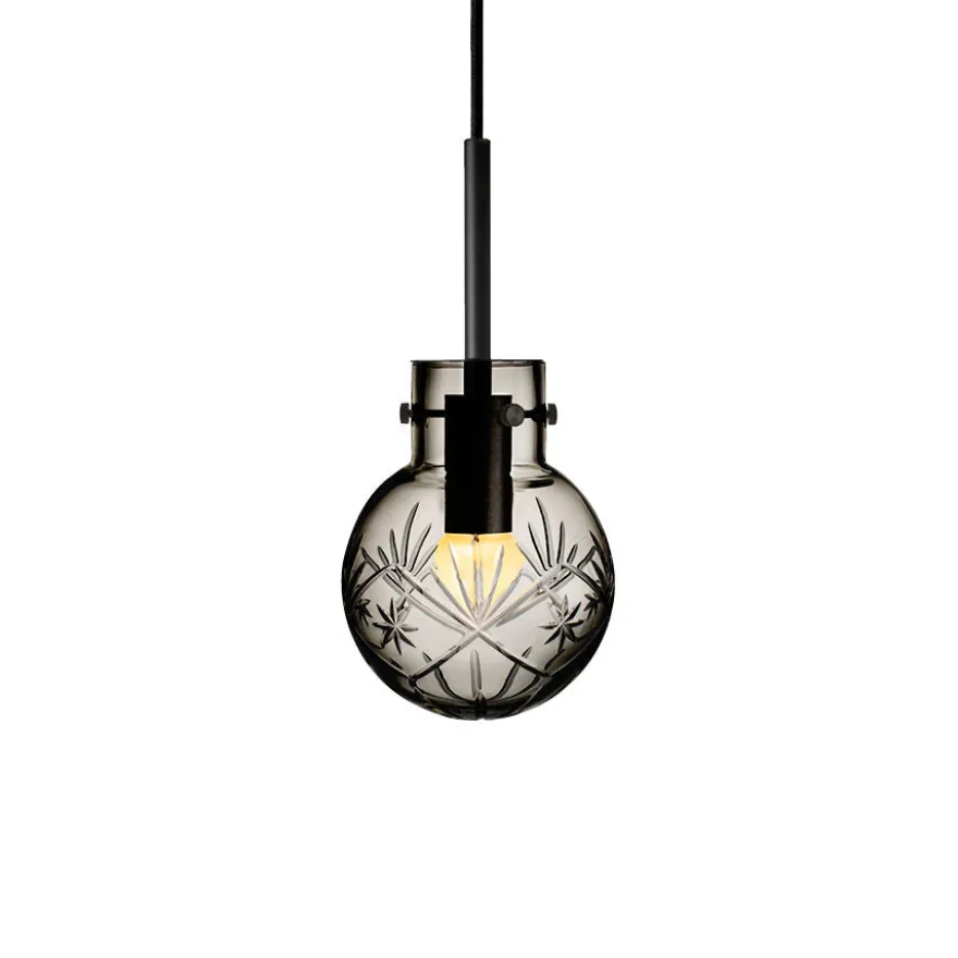 KRYSTALLKULE TAKLAMPE FINN RØKGRÅ 120MM
