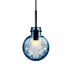 KRYSTALLKULE TAKLAMPE FINN STÅLBLÅ 160MM