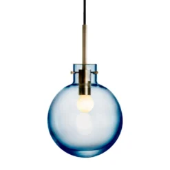 KRYSTALLKULE TAKLAMPE GLATT STÅLBLÅ 200MM