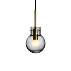 KRYSTALLKULE TAKLAMPE GLATT RØKGRÅ 120MM