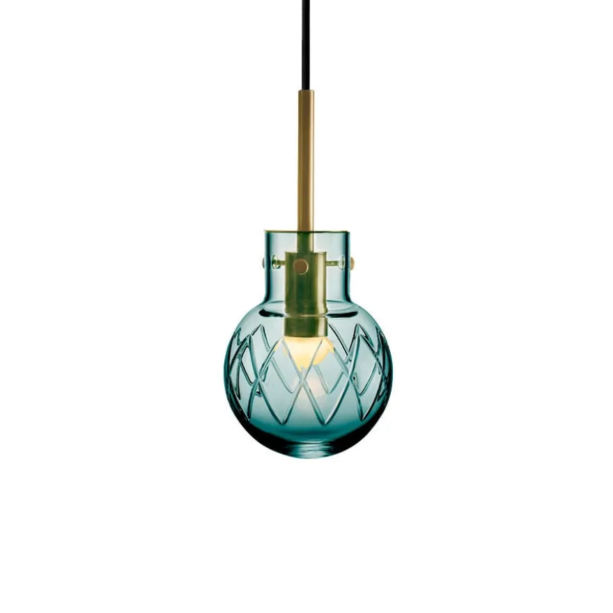 KRYSTALLKULE TAKLAMPE KRYSS BLÅGRØNN 120MM