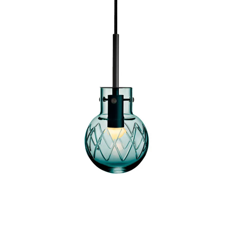 KRYSTALLKULE TAKLAMPE KRYSS BLÅGRØNN 120MM