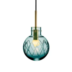 KRYSTALLKULE TAKLAMPE KRYSS BLÅGRØNN 160MM