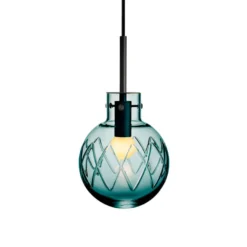 KRYSTALLKULE TAKLAMPE KRYSS BLÅGRØNN 160MM