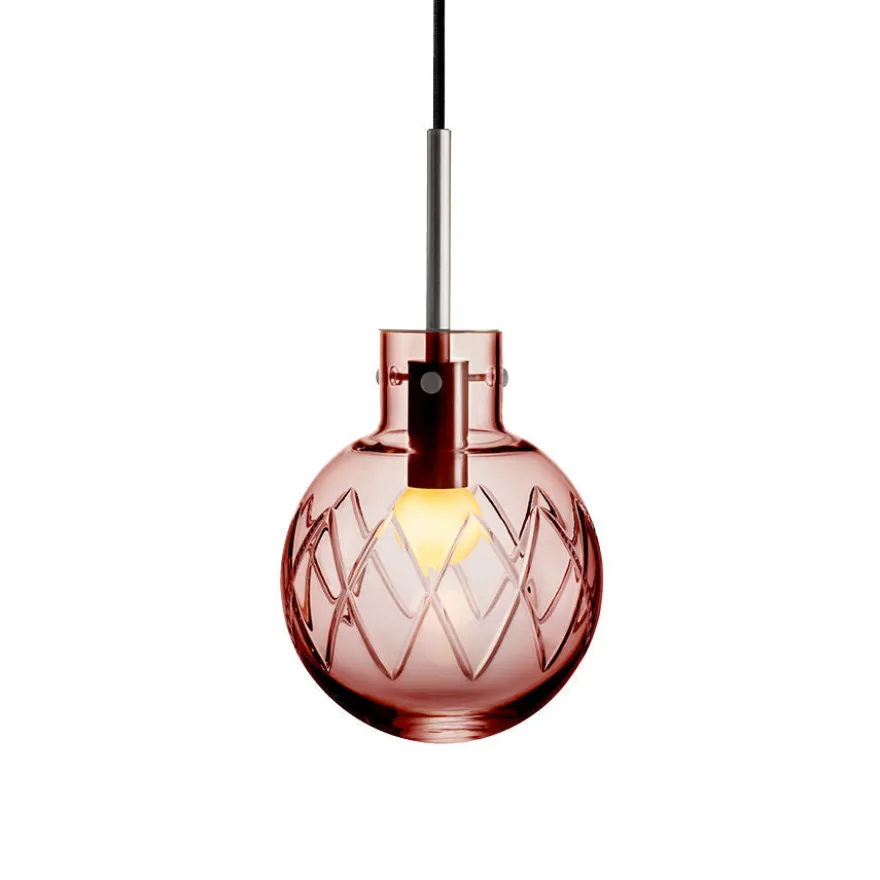 KRYSTALLKULE TAKLAMPE KRYSS MORGENRØD 160MM