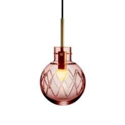 KRYSTALLKULE TAKLAMPE KRYSS MORGENRØD 160MM