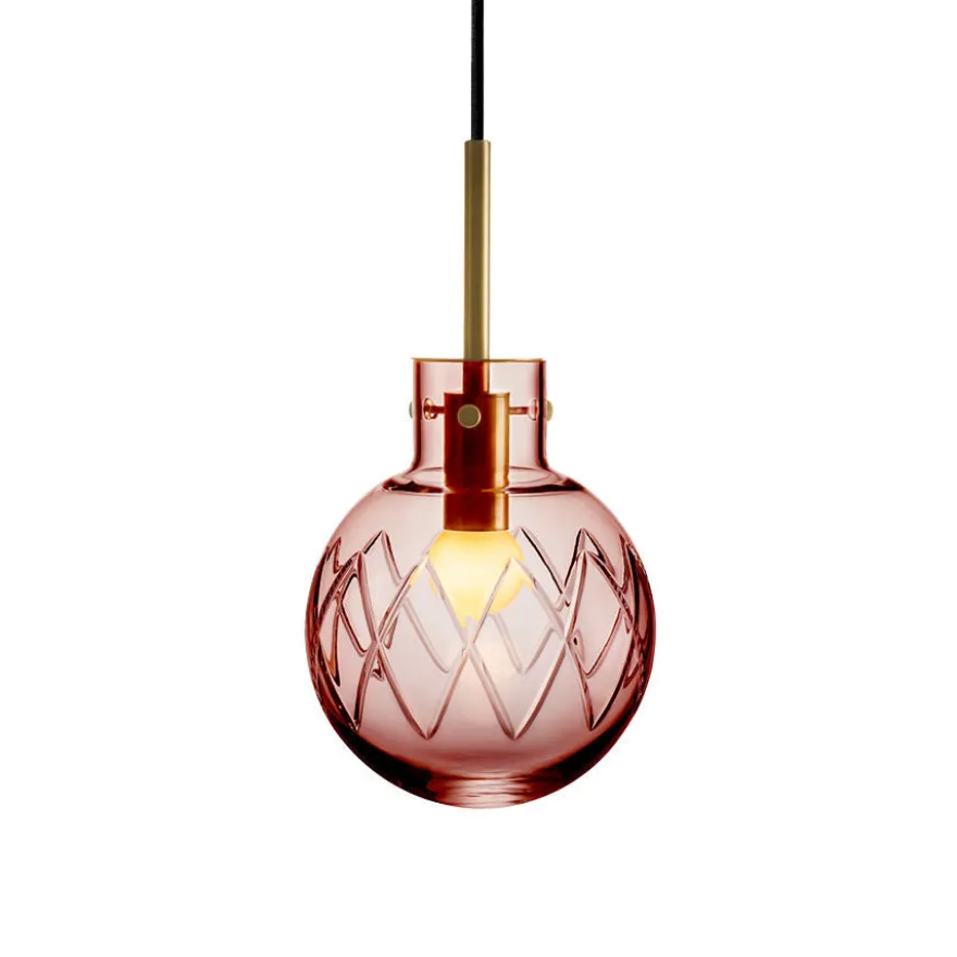 KRYSTALLKULE TAKLAMPE KRYSS MORGENRØD 160MM