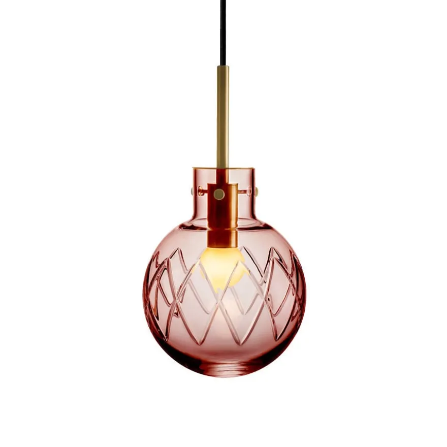 KRYSTALLKULE TAKLAMPE KRYSS MORGENRØD 160MM