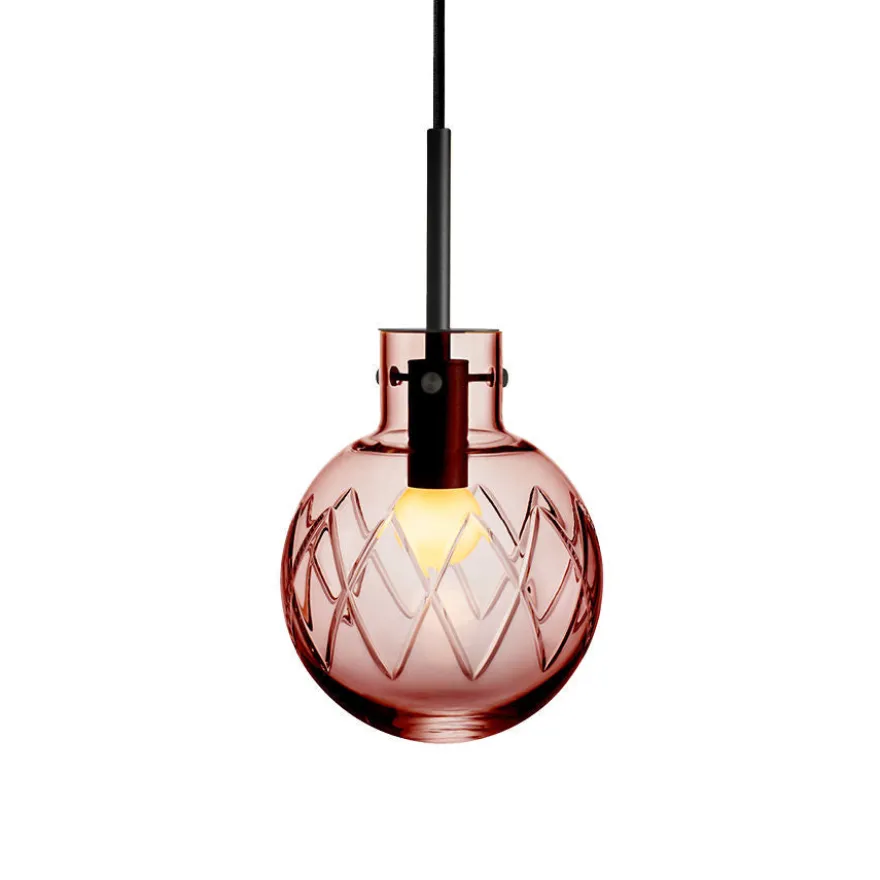 KRYSTALLKULE TAKLAMPE KRYSS MORGENRØD 160MM