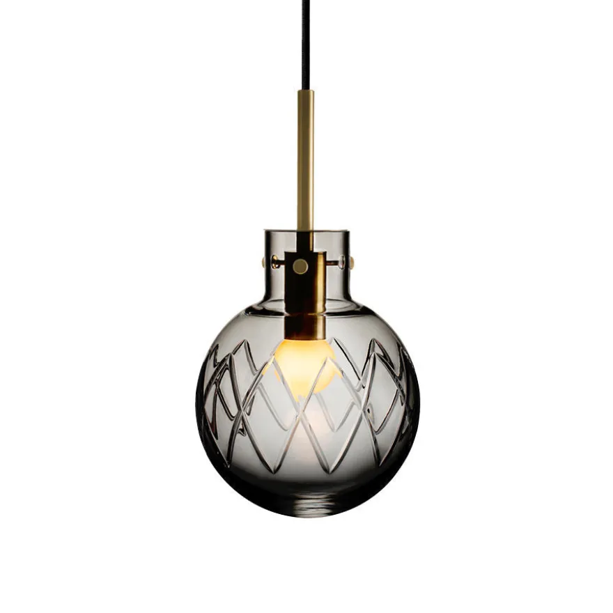 KRYSTALLKULE TAKLAMPE KRYSS RØKGRÅ 160MM
