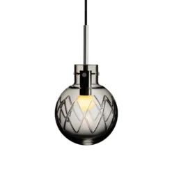 KRYSTALLKULE TAKLAMPE KRYSS RØKGRÅ 160MM