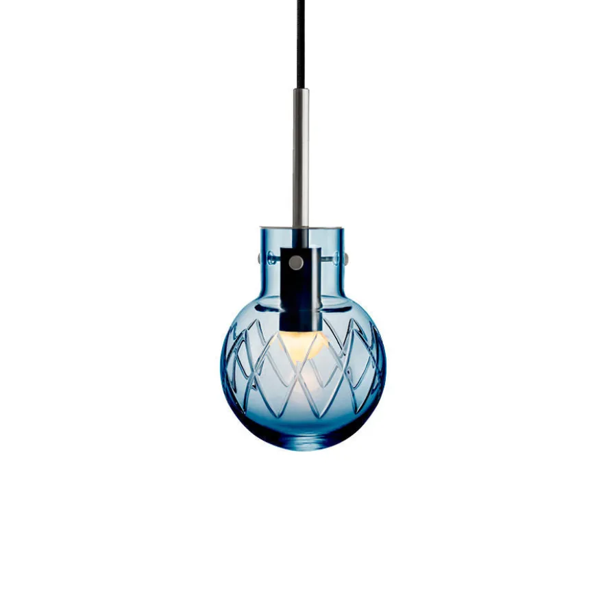 KRYSTALLKULE TAKLAMPE KRYSS STÅLBLÅ 120MM