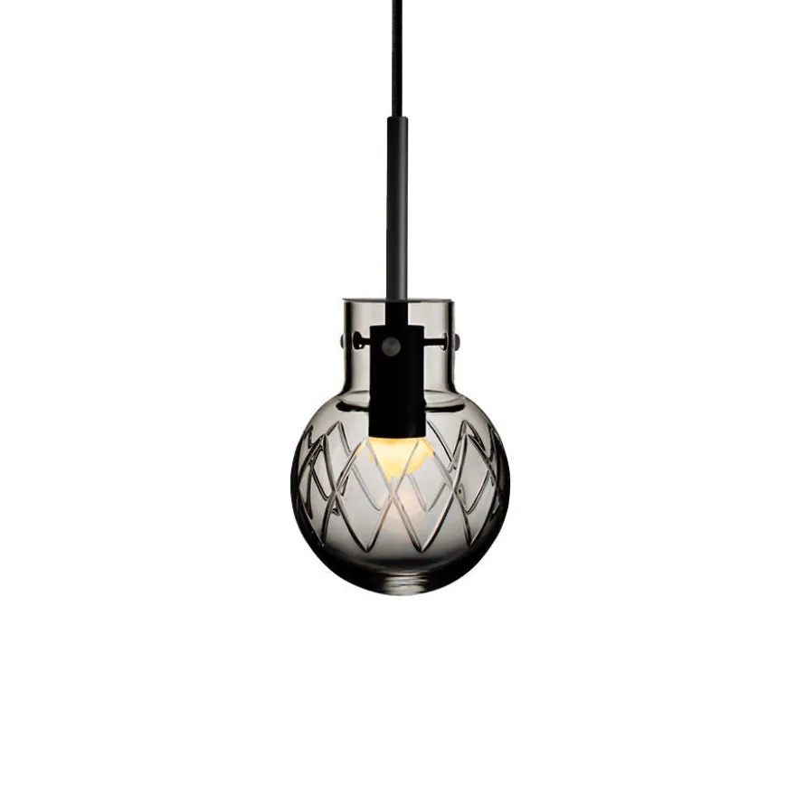 KRYSTALLKULE TAKLAMPE KRYSS RØKGRÅ 120MM