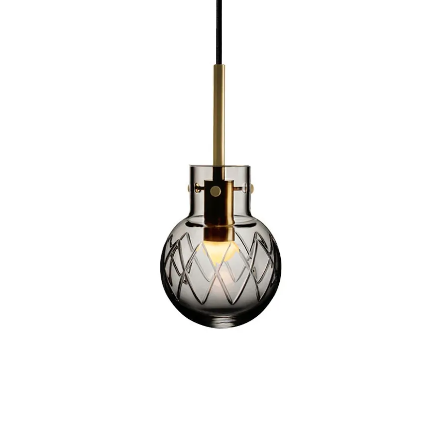 KRYSTALLKULE TAKLAMPE KRYSS RØKGRÅ 120MM