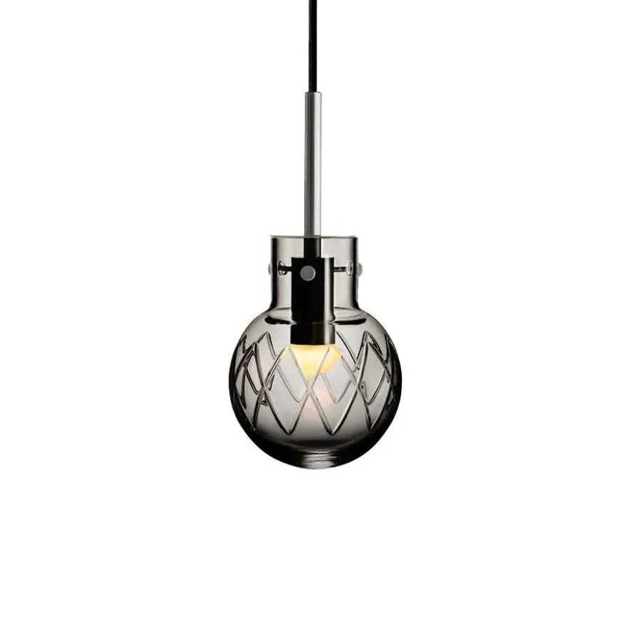 KRYSTALLKULE TAKLAMPE KRYSS RØKGRÅ 120MM