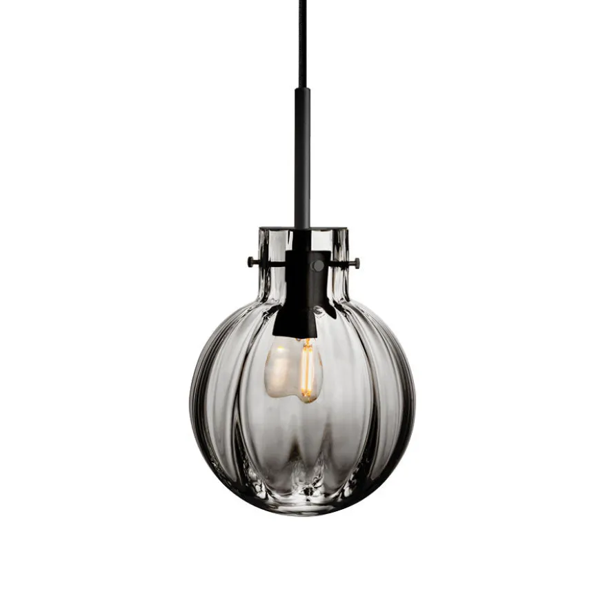 KRYSTALLKULE TAKLAMPE OPTIKK RØKGRÅ 160MM