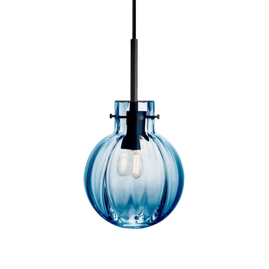 KRYSTALLKULE TAKLAMPE OPTIKK STÅLBLÅ 160MM