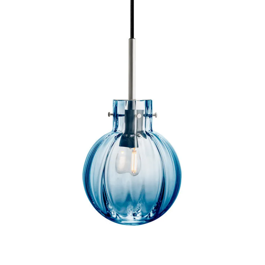 KRYSTALLKULE TAKLAMPE OPTIKK STÅLBLÅ 160MM