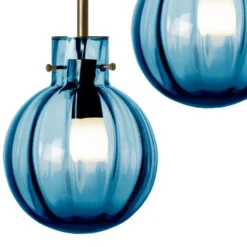 KRYSTALLKULE TAKLAMPE OPTIKK STÅLBLÅ 160MM