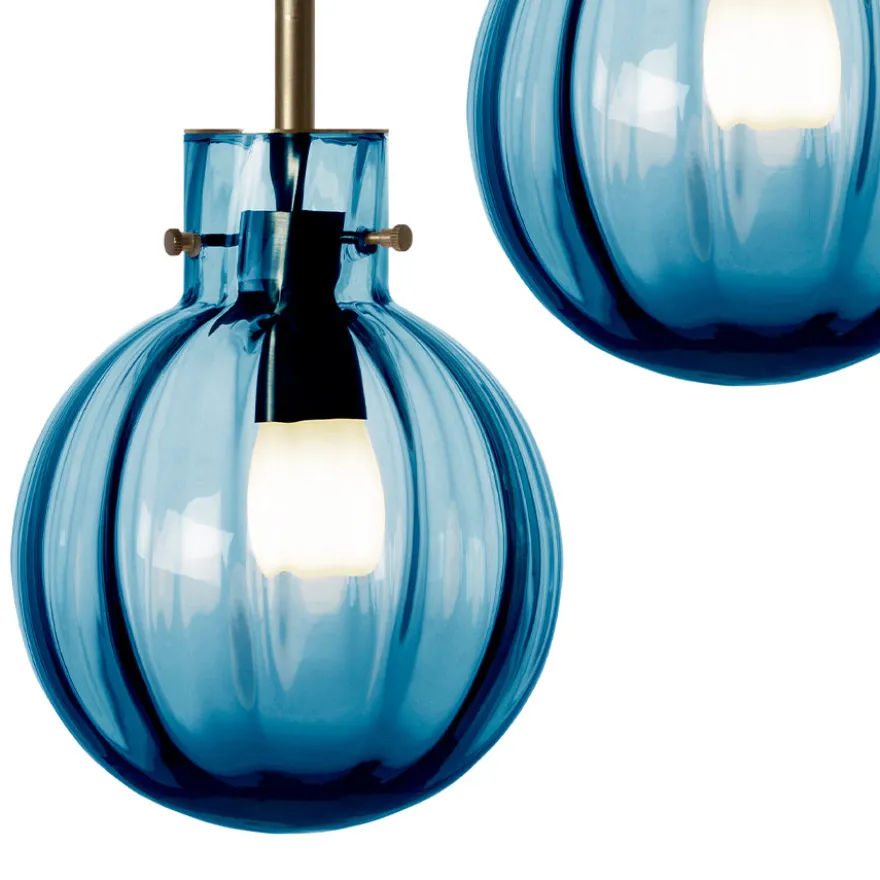KRYSTALLKULE TAKLAMPE OPTIKK STÅLBLÅ 160MM