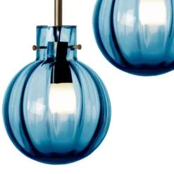 KRYSTALLKULE TAKLAMPE OPTIKK STÅLBLÅ 120MM