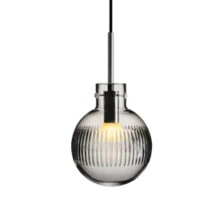 KRYSTALLKULE TAKLAMPE SKJÆR RØKGRÅ 160MM