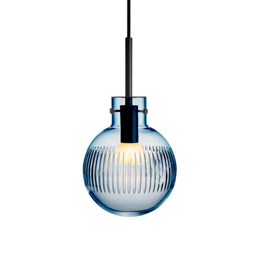 KRYSTALLKULE TAKLAMPE SKJÆR STÅLBLÅ 160MM