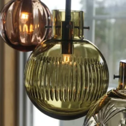 KRYSTALLKULE TAKLAMPE SKJÆR STÅLBLÅ 160MM