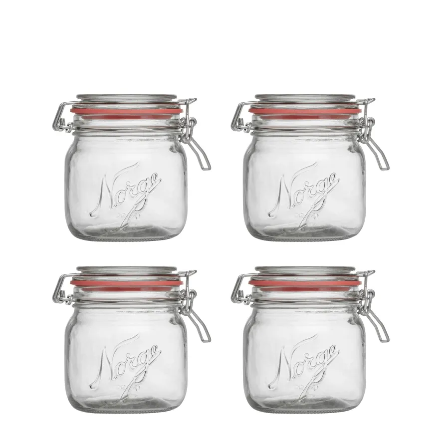 NORGESGLASSET OPPBEVARINGSGLASS 0,4L HENGSLET LOKK 4PK