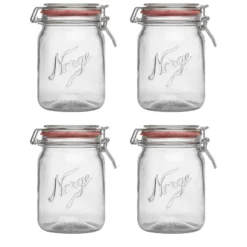 NORGESGLASSET OPPBEVARINGSGLASS 0,7L HENGSLET LOKK 4PK