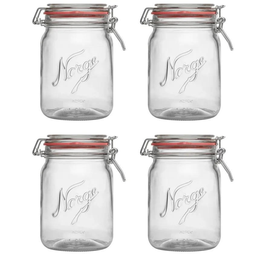 NORGESGLASSET OPPBEVARINGSGLASS 0,7L HENGSLET LOKK 4PK