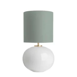 SENJA BORDLAMPE HVIT M. MESSING ARMATUR, BLÅGRØNN 30*30 SKJERM