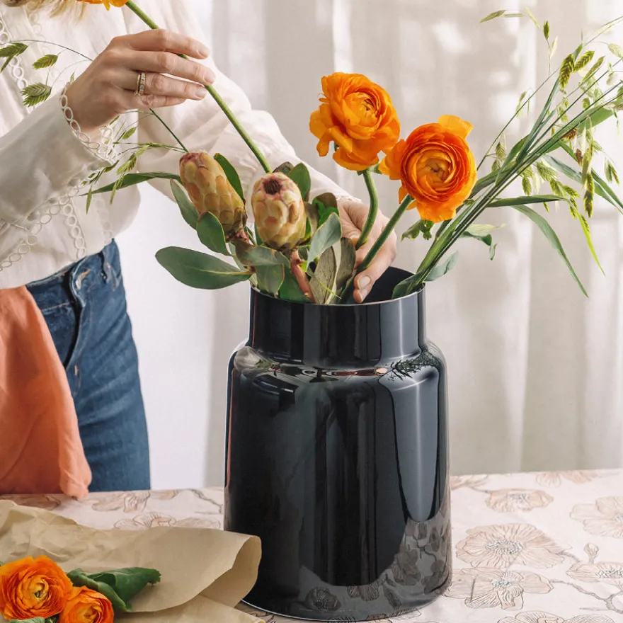 TINDRE VASE/LYSLYKT RØKGRÅ 30 CM